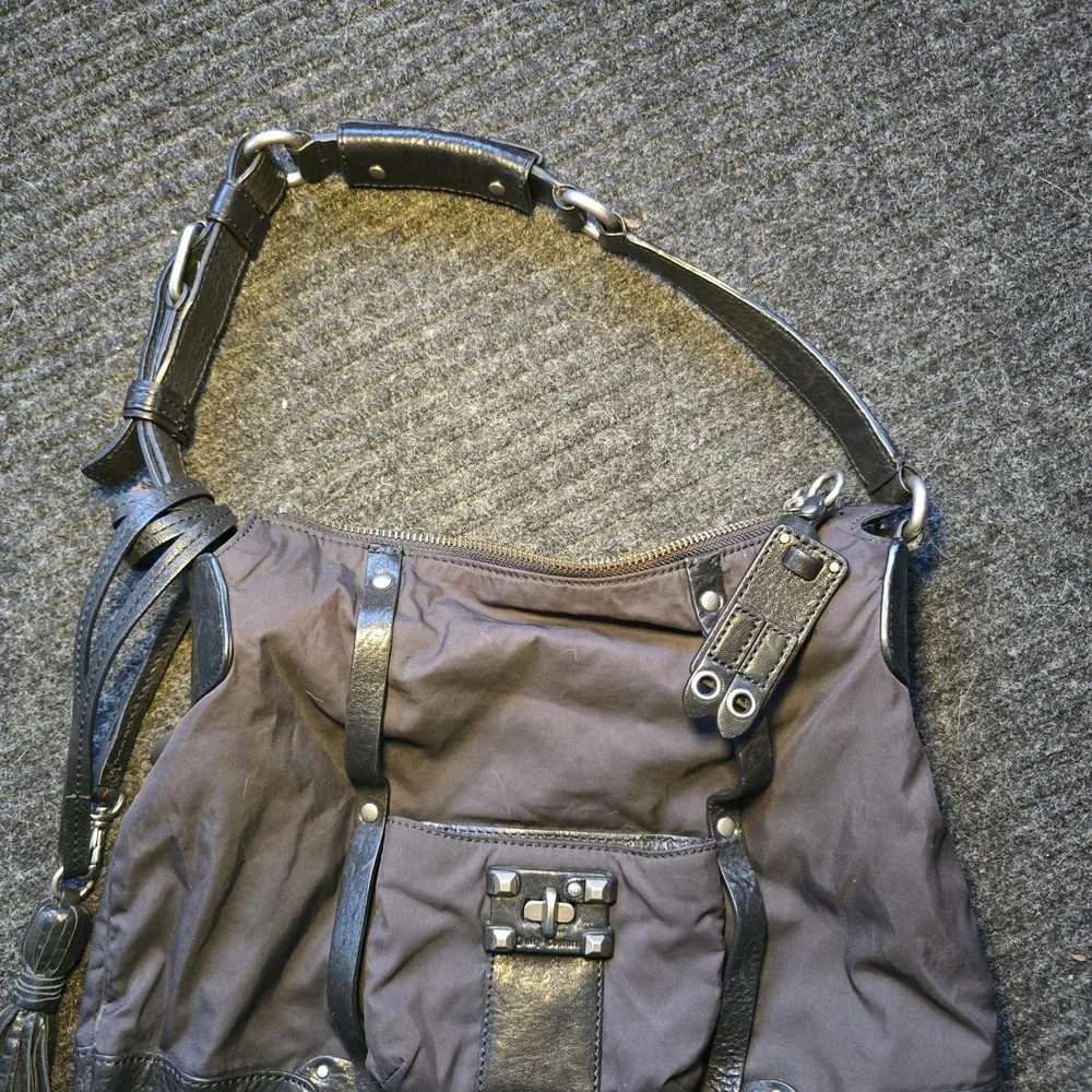 Rare Vtg JUICY Courture Studded Leather Grunge Goth Shoulder Tassel Y2k Turnlock - Picture 7 of 14